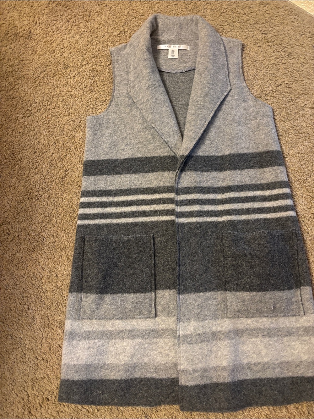 Max Studio Gray Wool-Blend vest